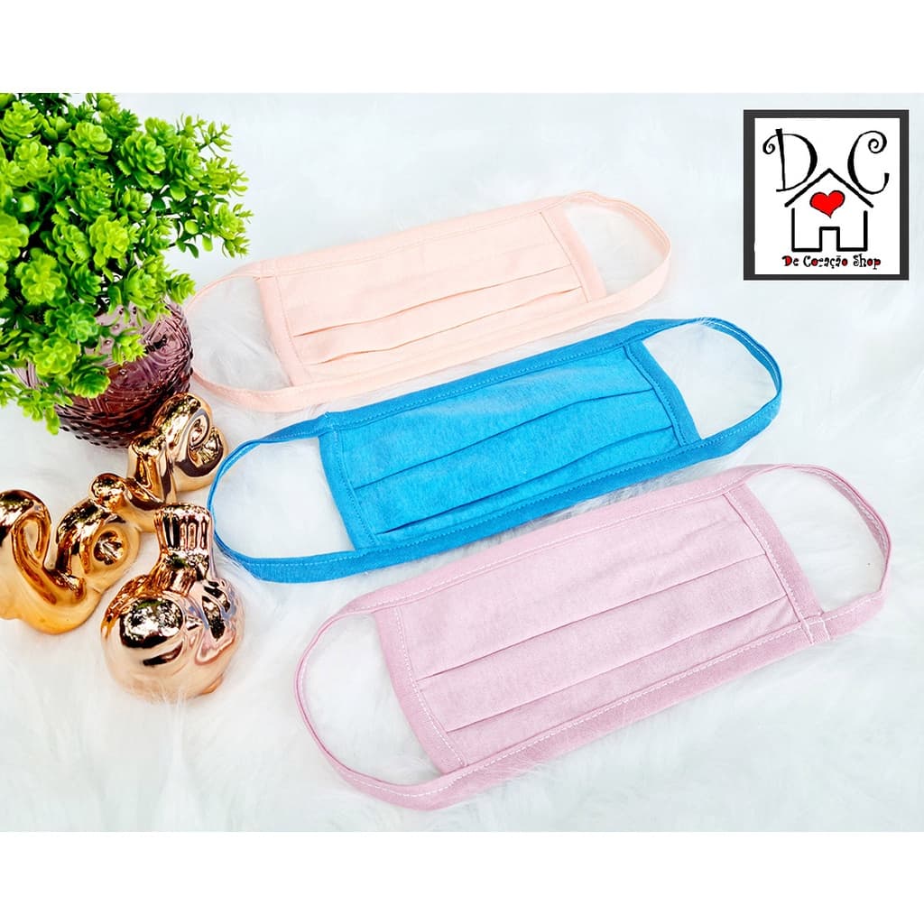Kit 3 Máscaras De Malha Dupla Com Viés Reutilizável