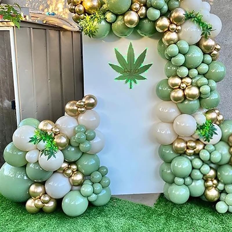 122 peças Retro abacate verde balão guirlanda arqueada areia Metal branco ouro látex balão decoração de festa de anivers