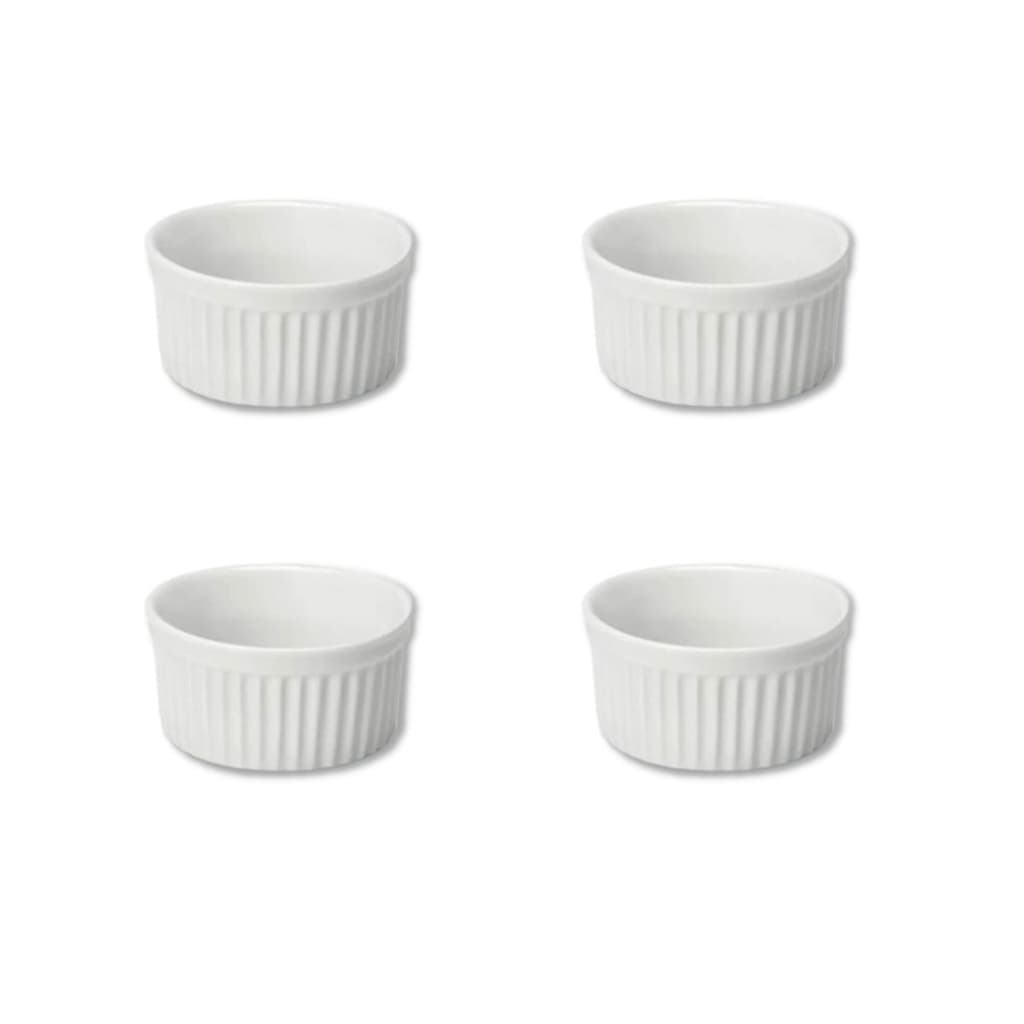 Kit Ramequins Branco de Porcelana Elegante Almoço e Jantar 40 Ml Refeições Com Estilo Com 4 Unidades