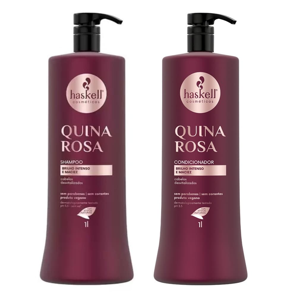 Kit Haskell Quina Rosa Shampoo + Condicionador 1L