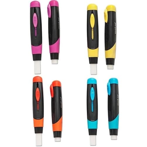 Borracha Escolar Retrátil Super Colorida  + Refil Grátis - Molin