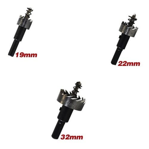 Kit 03 Brocas Serra Copo Hss Fura Metal Ferro Jogo 19 22 32mm para furadeira