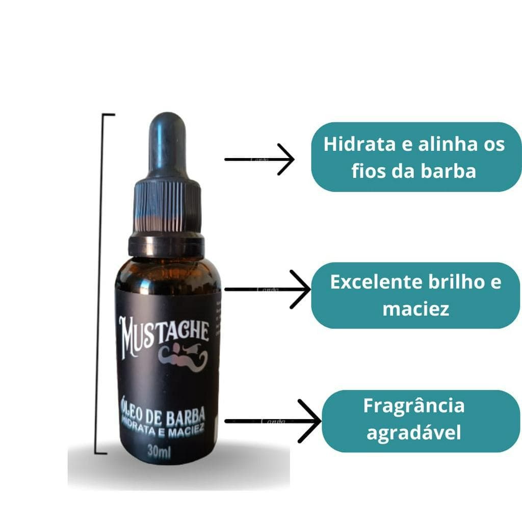 Oleo para Barba Mustache Ferrari Black 30 ML, Hidratação, Fortalecimento, Barbeiro, Barbearia, Salão
