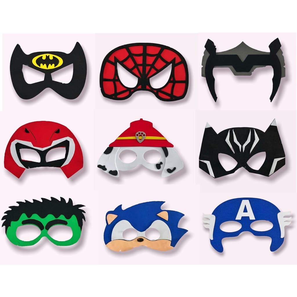 Máscara Super Heróis Temática Infantil Fantasias Masculina EVA Barato Menino Promoção