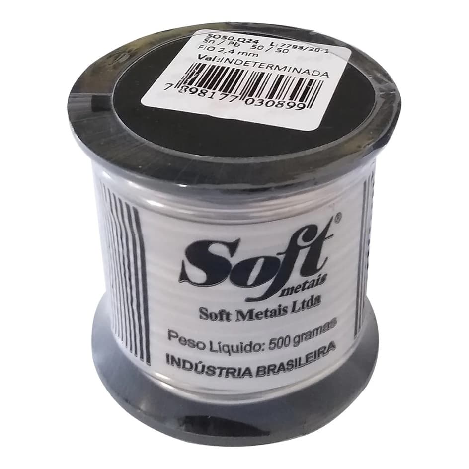 Estanho fio solda 500g  50x50 Soft Preto 2.4mm