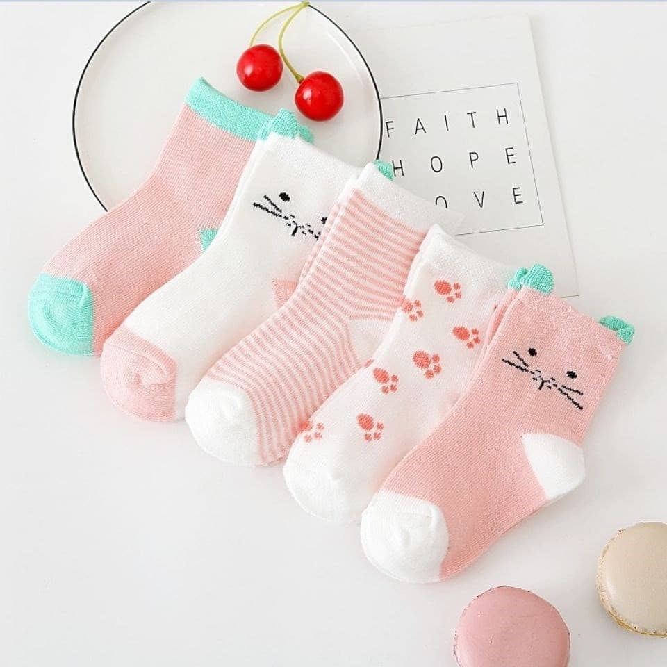 5 Pares De Meias Infantis Masculinas De Algodão Com Desenhos Para Recém-Nascidos/0 A 6 Anos De Idade