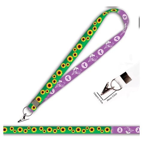 Cordão Para Crachá Fibromialgia E Girassol C0776p Com Jacaré