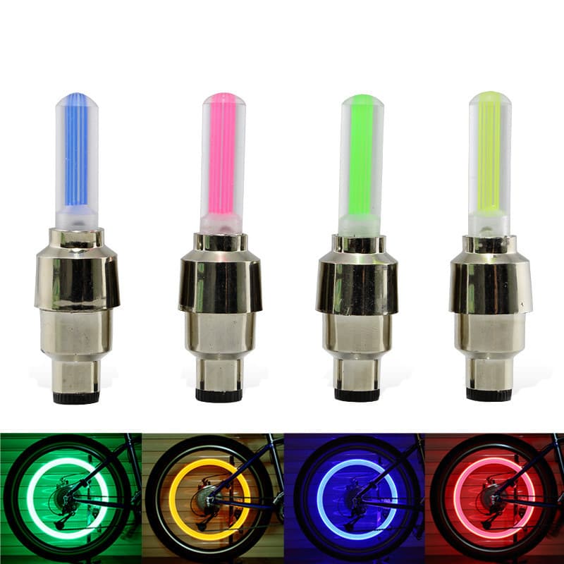 2pcs Bicycle Lamp Flash Tire Wheel Valve Cap Lights LED Cycling Lamps