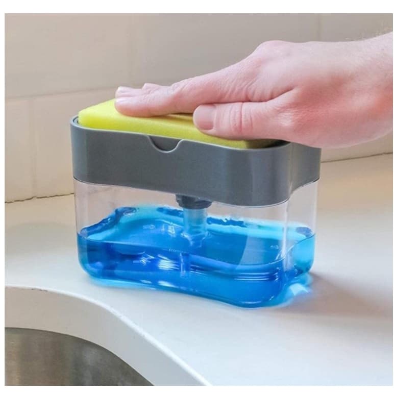 Dispenser Detergente 2 Em 1 Esponja Limpeza Louça Dosador