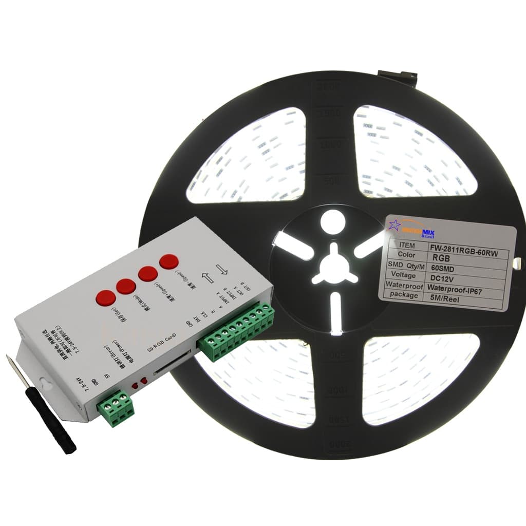 Kit Fita Led 2811 Endereçavel 300leds IP67 + Controladora T1000s