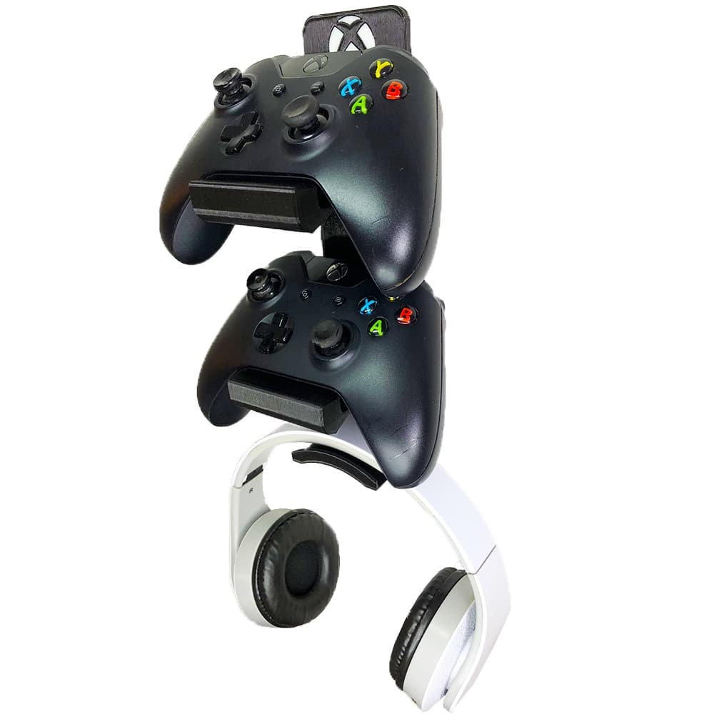 Suporte de parede p/ 2 controles Xbox + fone/headset