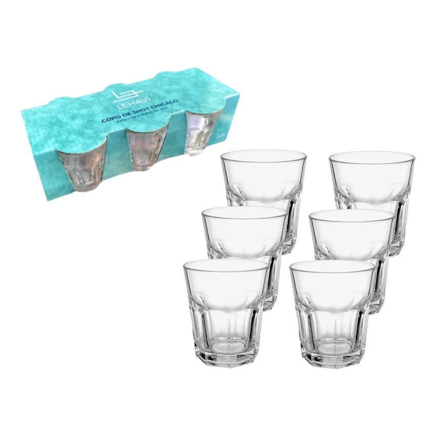 Jogo 6 Copos Para Dose / Shot Tequila Whisky Cachaça 45ml