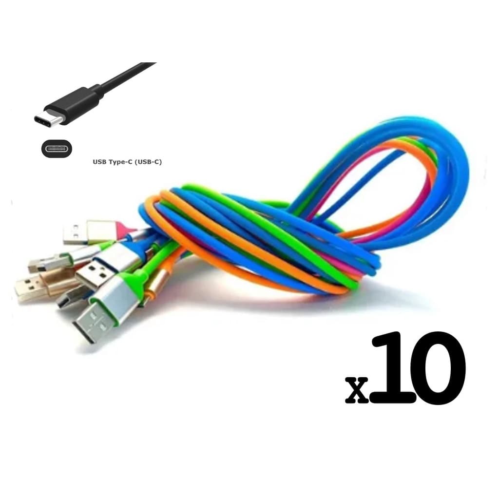Cabo de Dados Emborrachado Reforçado Tipo C 1Metro ( Kit Com 10 Unidades) - Envio Imediato