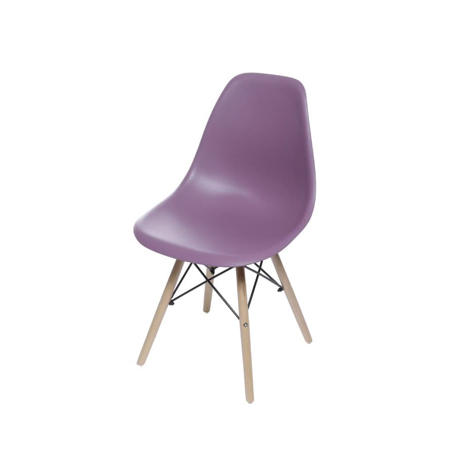 Cadeira de Jantar DKR Eames Boxbit PP Roxa Base Madeira