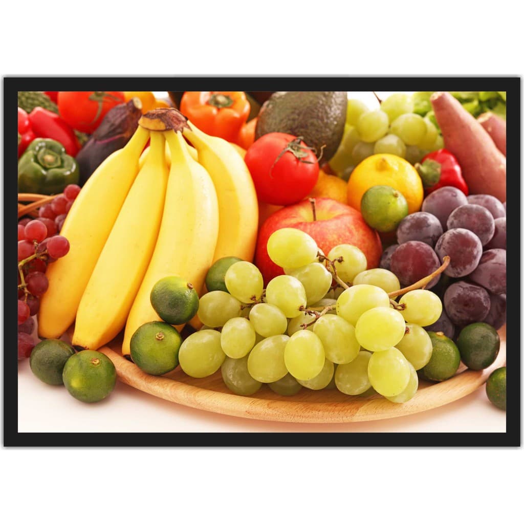 Quadro Decorativo Frutas Uva Banana Legumes Cozinhas Decorações Com Moldura T004 PP