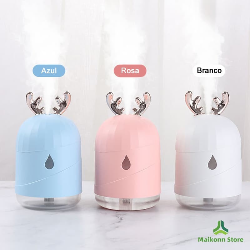 Mini umidificador difusor portátil de ar LED limpador usb 300ml