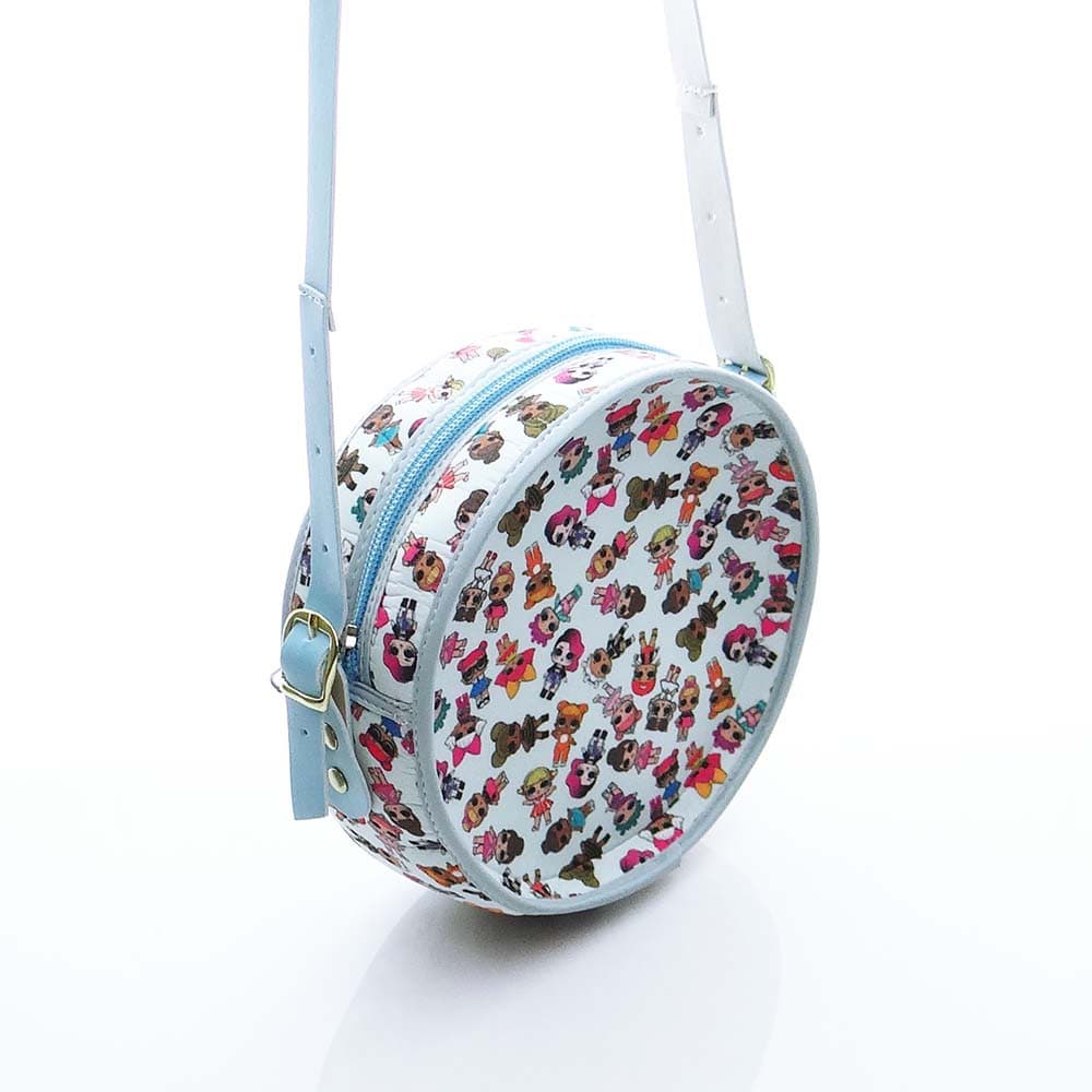 Bolsa em Formato Cantil Estampada Lol Bolsinha Transversal Meninas Infantil Bolsa Redonda Personagem Tema LOL Surprise Azul Bebê Para Customização Para Aplicação em Pérolas Artesanato