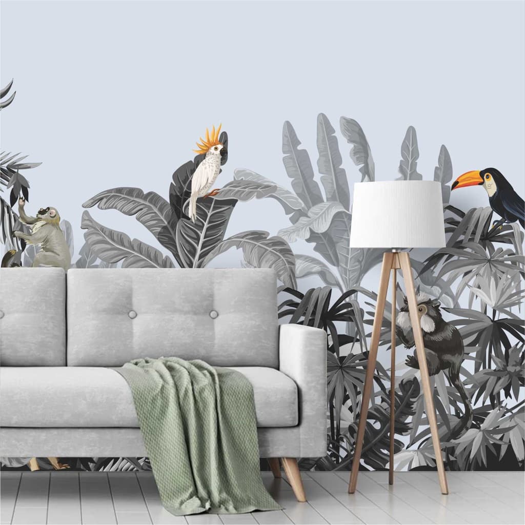 Papel De Parede Tropical Tucano Selva Folhagem Folhas Painel Adesivo G1023