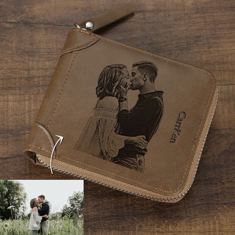 Carteira Masculina Com Bolso Com Zíper Pequena Carteira Porta-cartões Com Foto Personalizada Masculino dia dos pais lembrancinha/presente dia dos namorados / Presente para o namorado