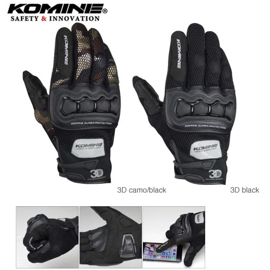KOMINE GK-215 3D Grid Technology Luvas de ciclismo Luvas de corrida de motocicleta Motociclista Esportes masculinos