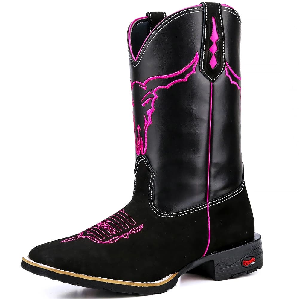 Bota Texana Feminina Montaria Cano Longo country  promoção Em Couro