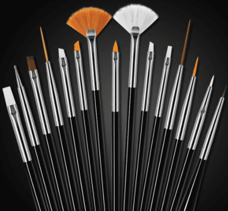 Kit 15 Pincéis Decoração Unhas Nail Art Pincel Profissional