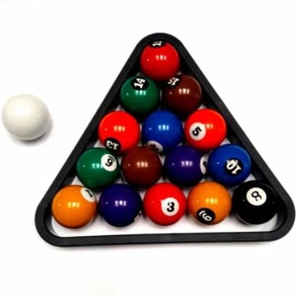 Kit de Jogo de Bola Numerada Sinuca e Bilhar 54mm com Triangulo Plástico + Bola Branca