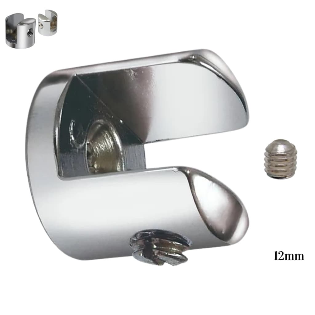 Suporte Fenda de Metal Cromado Para Prateleiras 12 mm de Banheiro e Uso Geral