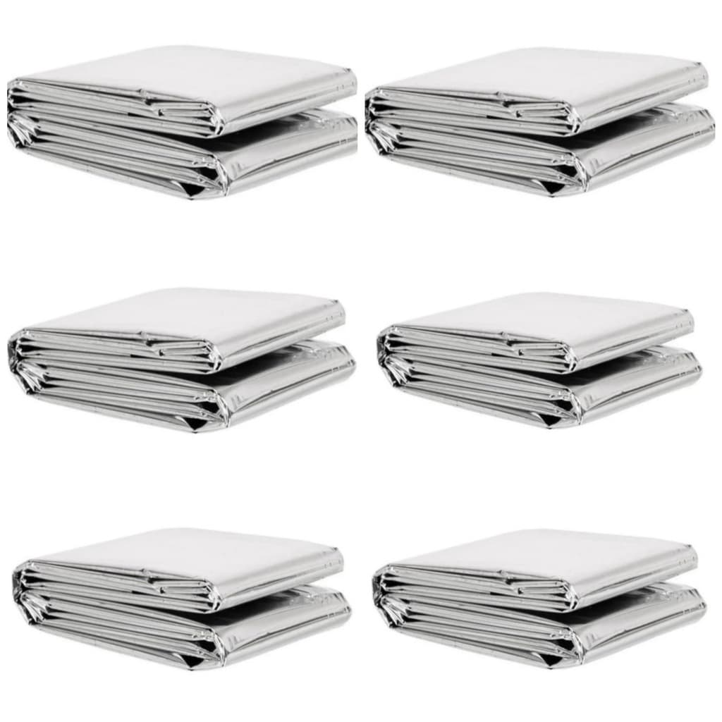 Kit 6 Cobertor Manta Térmica Aluminizado Isolante Emergência Resgate Acampamento Camping Hipotermia Hipotermia Doação