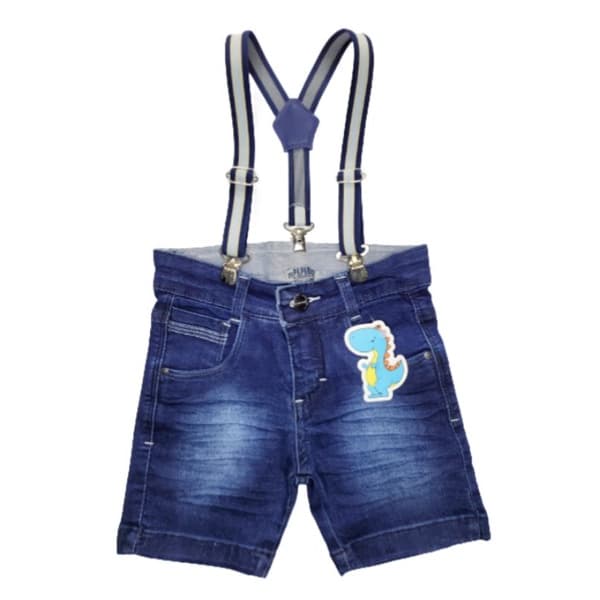 Bermuda Infantil Jeans Com 2% De Elastano, Suspensorio, E Regulador Interno, Tamanho 1 Ao 4