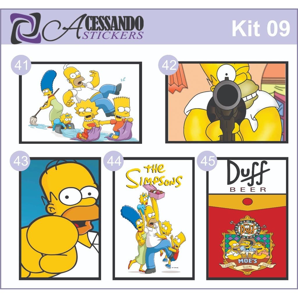Kit De 5 Placas Decorativas Em Pvc 20x30 Cm Família Simpsons