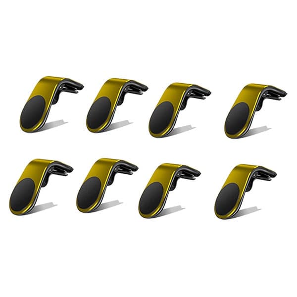 Kit 8 Suporte Adaptador Magnético Veicular Universal Clip Car Holder Para Painel De Carro Tipo L - DOURADO