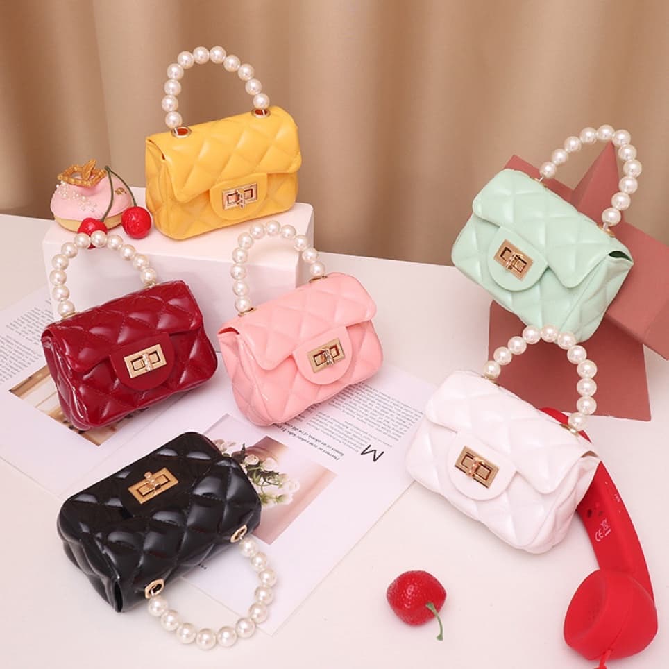 Bolsa Tote Com Pérolas De Geléia Para Adultos / Mini Bolsas De Geléia para crianças