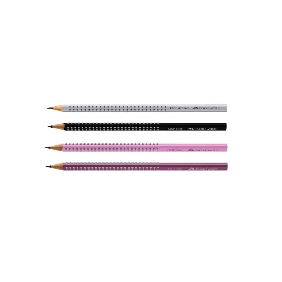 Lápis Preto Eco Grip Faber Castell 2B Triangular - Cinza, Rosa, Roxo, Preto