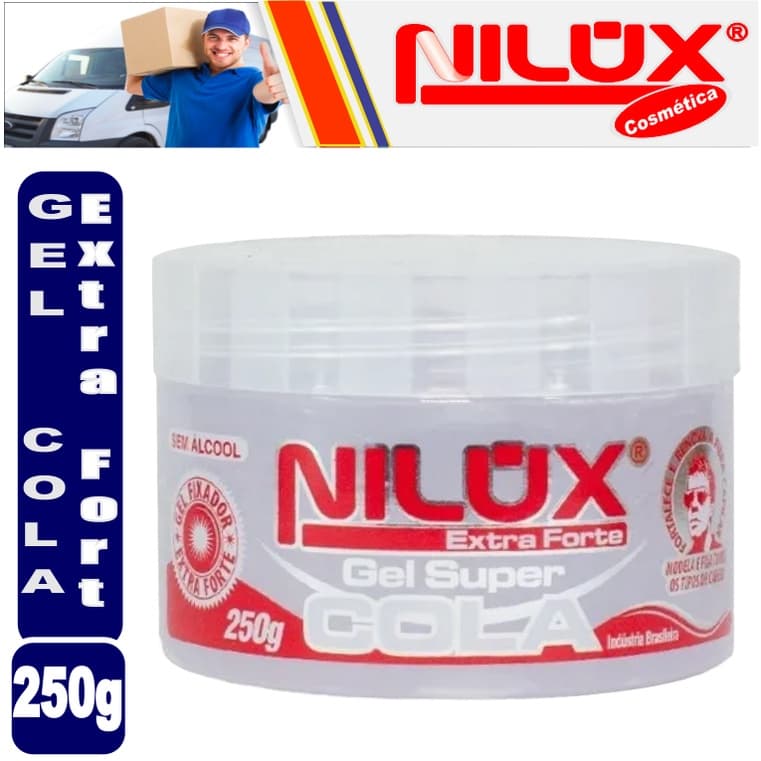 Gel Cola Extra Fort Nilux 250g indicado para todos os tipos de cabelos