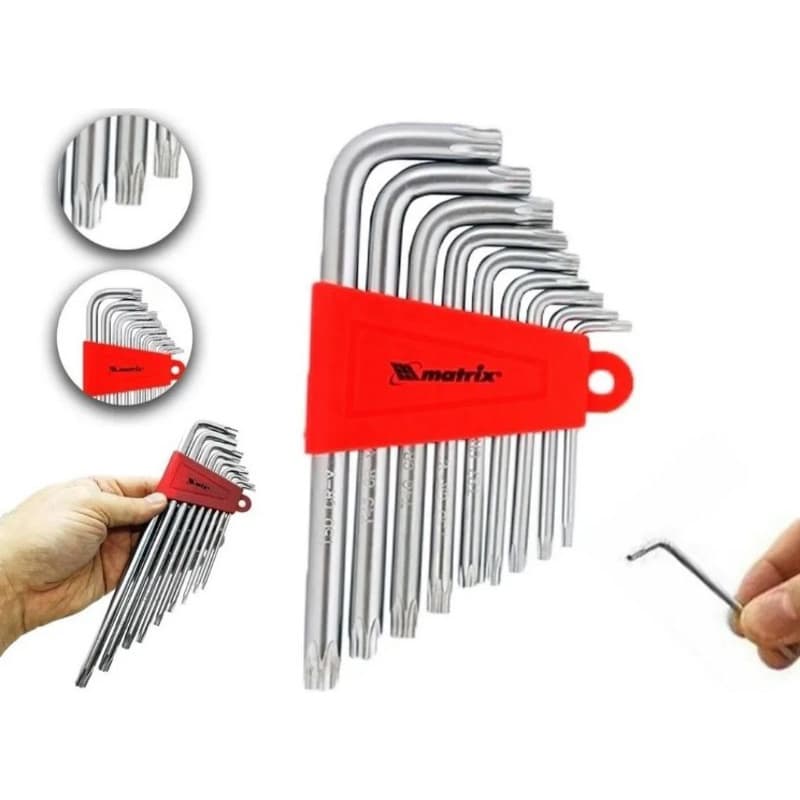 Jogo Chave Hexagonal Torx Longa 9 Peças T10 a T50 Vanadium MTX