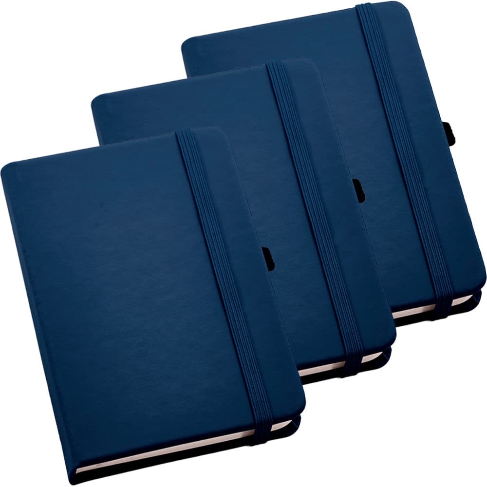 Kit 3x Caderneta de Anotações 9x14cm 80 Fls Sem Pauta Azul