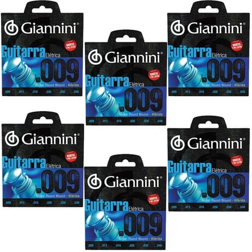 Kit 6 Encordoamentos Para Guitarra Geegst .009 Giannini