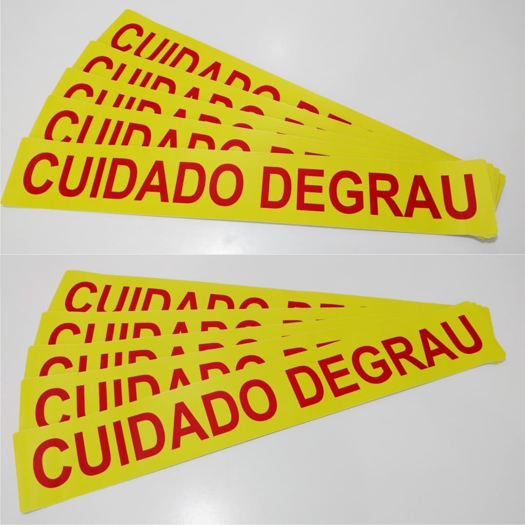 Adesivo de Segurança Cuidado Degrau Para Piso Medida 90 x 14cm Plastificado Super Resistente