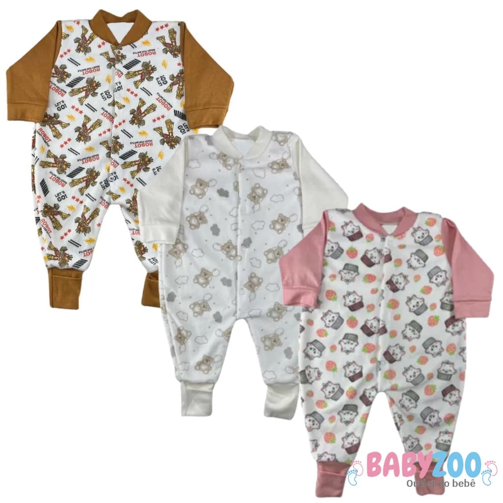 Macacão Bebê Plush Estampado - Enxoval Barato
