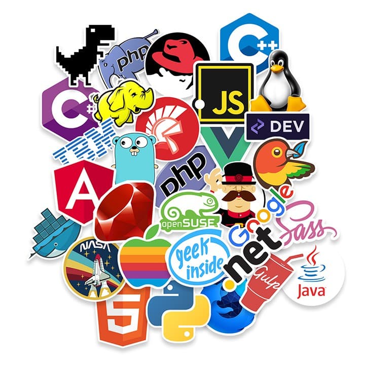 Kit de 49 Adesivos Programador Desenvolvedor Informática Notebook Skin + Brinde