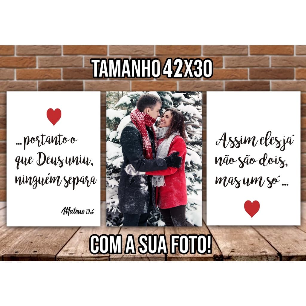 Quadro com 3 peças -  Quadro com foto - quadro personalizado - Placa Decorativa Com Sua Imagem/ Foto MDF 3mm 42x30