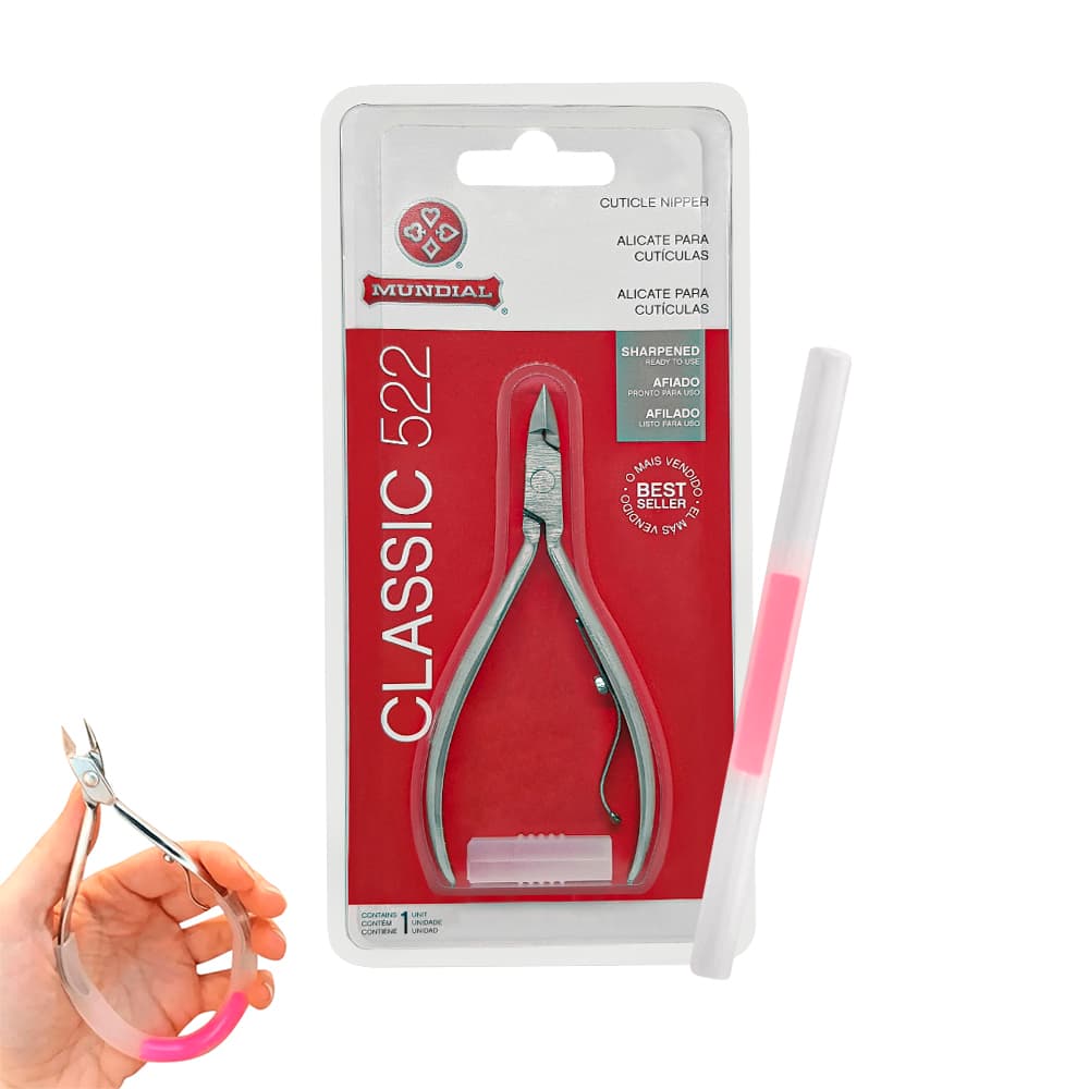 Kit Alicate Mundial 522 e Tubo Mola de Silicone Cutícula