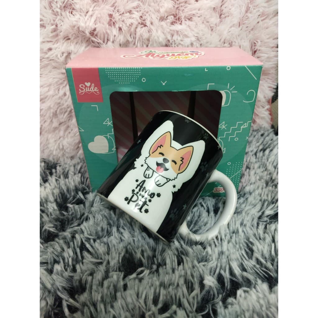 Caneca Ceramica Amo Meu Pet Gato Cachorro Panda - 1 unidade