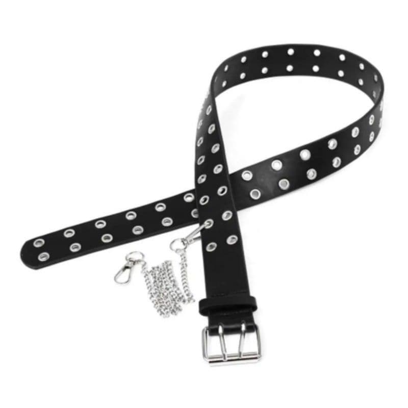 Cinto Ilhós Duplo Com Correntinha , Rock, Punk Rock, Gótico, Masculino e Feminino I Envio Rápido