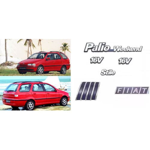 Kit Emblemas Palio Weekend Stile 16v Fiat  -  Completo