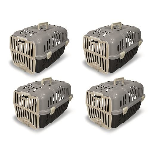 Kit 4 Caixas Casinha Cachorro de Transporte Furacao Pet Joy Cinza (Export) N1