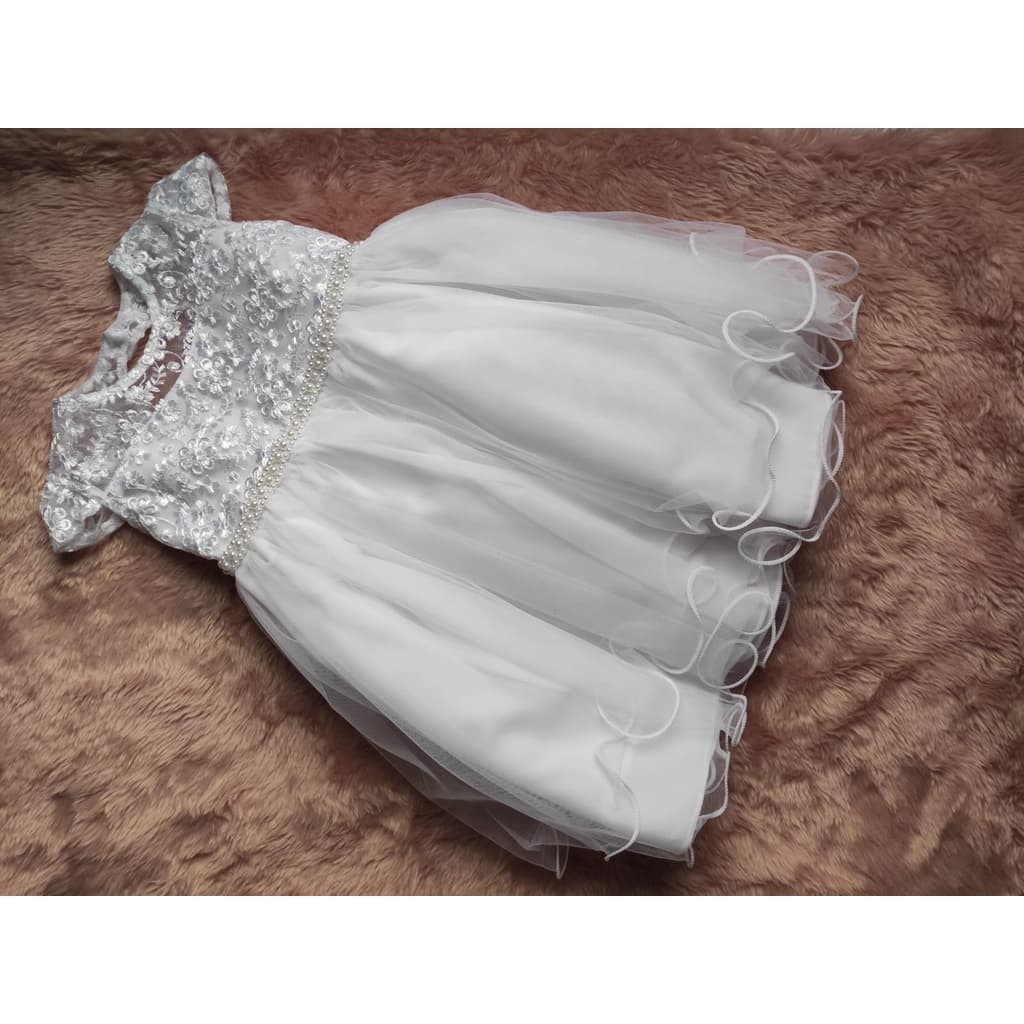 Vestido Batizado Bebê Premium Com Renda E Pérola