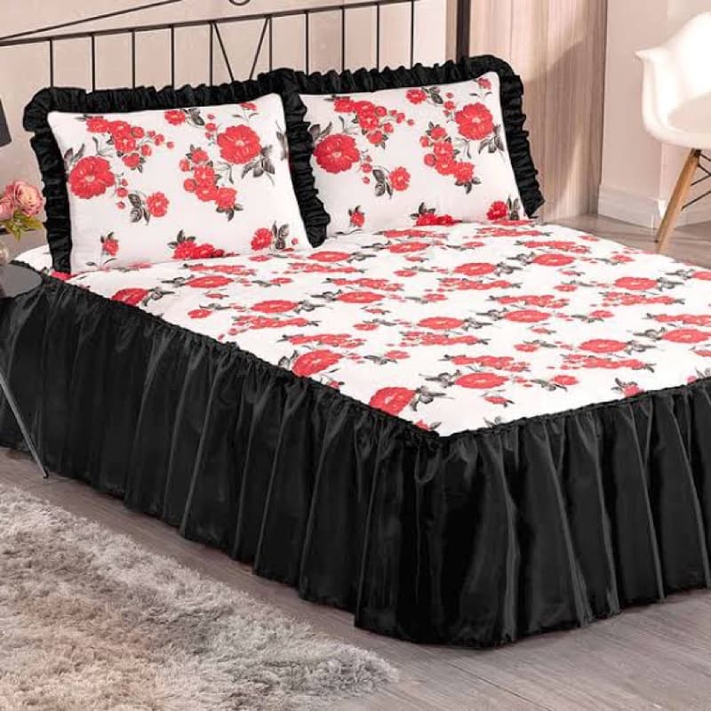 colcha casal estampada floral 3 peças Oxford
