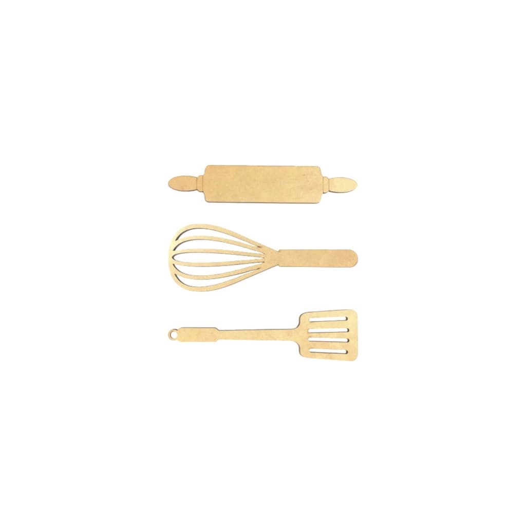 Espátula Fue e Rolo Artesanato MDF Cru 12x3cm Modelo 237